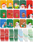 Fulmoon 120 Pcs Christmas Mini Notebook with Christmas Themed Gel Pens 60 Mini Xmas Notepads for Kids 60 Holiday Pens Bulk for K
