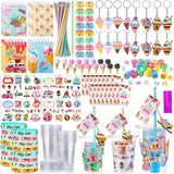 Colarr 161 Pcs Operation Christmas Ice Cream Party Favors Stationery Set Includes Cup Notebook Pencil Sharpener Eraser Keychain 