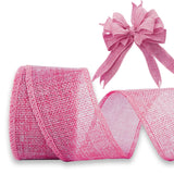 JaoZuyard Pink Burlap Ribbon 2 inch X 10 Yard Natural Burlap Woven Wired Ribbons DIY Handmade Edging Production Wreath Holiday D