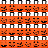 Boao 24 Pieces Halloween lantern Pumpkin Tote Bags, 8 by 8 Inches Non woven Candy Goody Bags for Halloween Party Favors Supplies