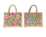 Anumala EcoFriendly Jute Bags with Zipper| Organic Tote Bags Elegantly Printed for Return Gifts, Office, Grocery, Picnic, Tiffi