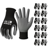Manusage Safety Work Gloves, Premium Nylon Black Seamless Knit Glove with Nitrile Coated Smooth Grip on Palm & Fingers, Lightwei