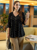 Libas Women'S Woven Design A-Line Kurtis (29133_Black Black S