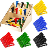 Poen 25 Pcs Graded Pinch Pin Exerciser, Finger Exerciser Hand Exercise Equipment with Wooden Storage Stand Occupational Trainer 