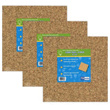 Flipside Products Natural Cork Tiles, 6 x 6, 4 Per Pack, 3 Packs
