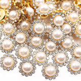 120 Pcs 12mm Sunflower Sew on Pearls Rhinestones Crystal Glass Gems, Metal Claw Rhinestones Jewels for Crafts, Glitter Gemstones