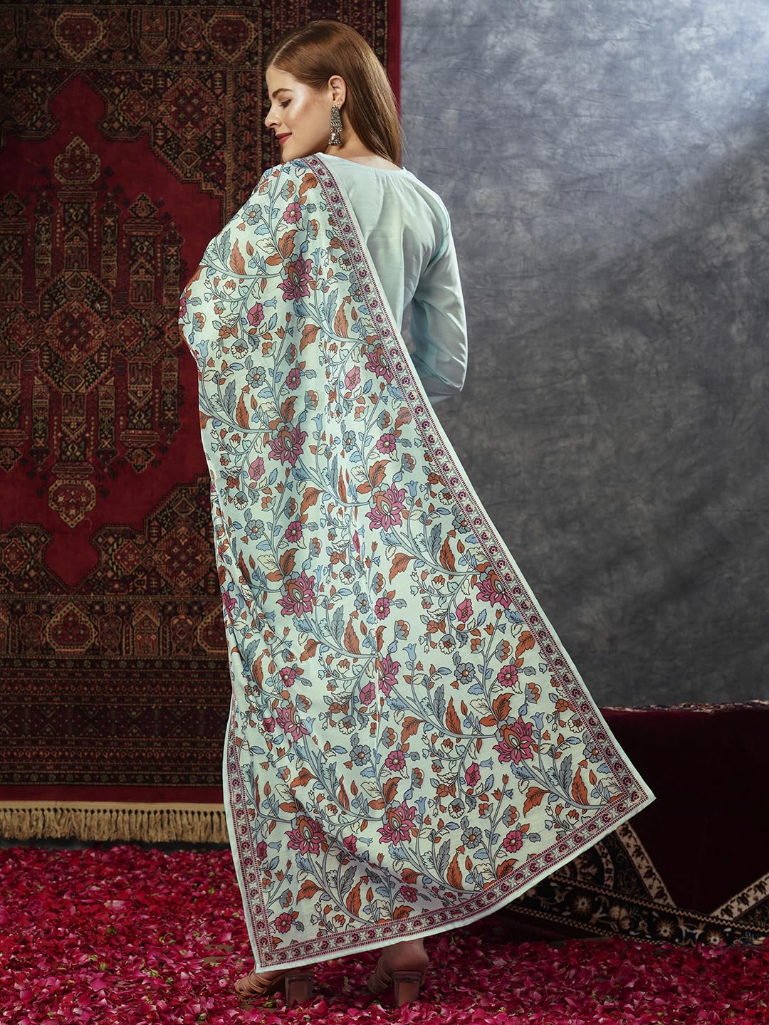 Gosriki Women'S Cotton Blend Embroidered Straight Kurta With Pant & Dupatta (Darikha Sky-Gs_M_Sky Blue_Medium),Sky Blue,,B0D73XR3TJ