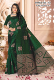 Pujia Mills Womens Banarasi Jacquard Silk Saree With Rich Pallu Green Free Size