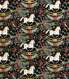 REVEL & Co Rocking Horse Noel Folded Christmas Wrapping Paper, 2 Feet x 10 Feet Folded Holiday Wrapping Paper with Rocking Horse