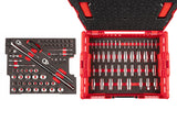 TEKTON 1/4, 3/8 Inch Drive 6-Point Socket Set with Lid Insert in Stacking Tool Box, 105-Piece (5/32-1 in., 4-24 mm) | OLB91301