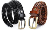 Vogard MenS Braided Leather Belts Combo Set Of 2 | Classic Pin Buckle Design | Gift For Men | Formal & Casual Outfits (Black & T
