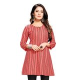 Shiv Textiles Rayon Fabric Printed Round Neck Short Kurtis for Women Top Dresses Kurti for Ladies & Girls Kurtis (GAJARI_L)