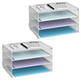 DALTACK 3 Tier Letter Tray Paper Organizer Mesh Metal Desk File Organizer for Home & Office, White 2 Pack