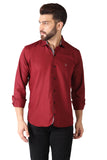 Toplot Men'S Solid Slim Fit Cotton Blend Casual Shirt With Spread Collar & Full Sleeves (Plain-Shirt-5112-Maroon-L),Maroon,,B0C65XVWW1
