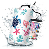 Waterproof Dry Bag,Roll Top Sea Turtle Coral Starfish Waterproof Backpack 5L/10L/20L Floating and Lightweight Bags for Kayaking,