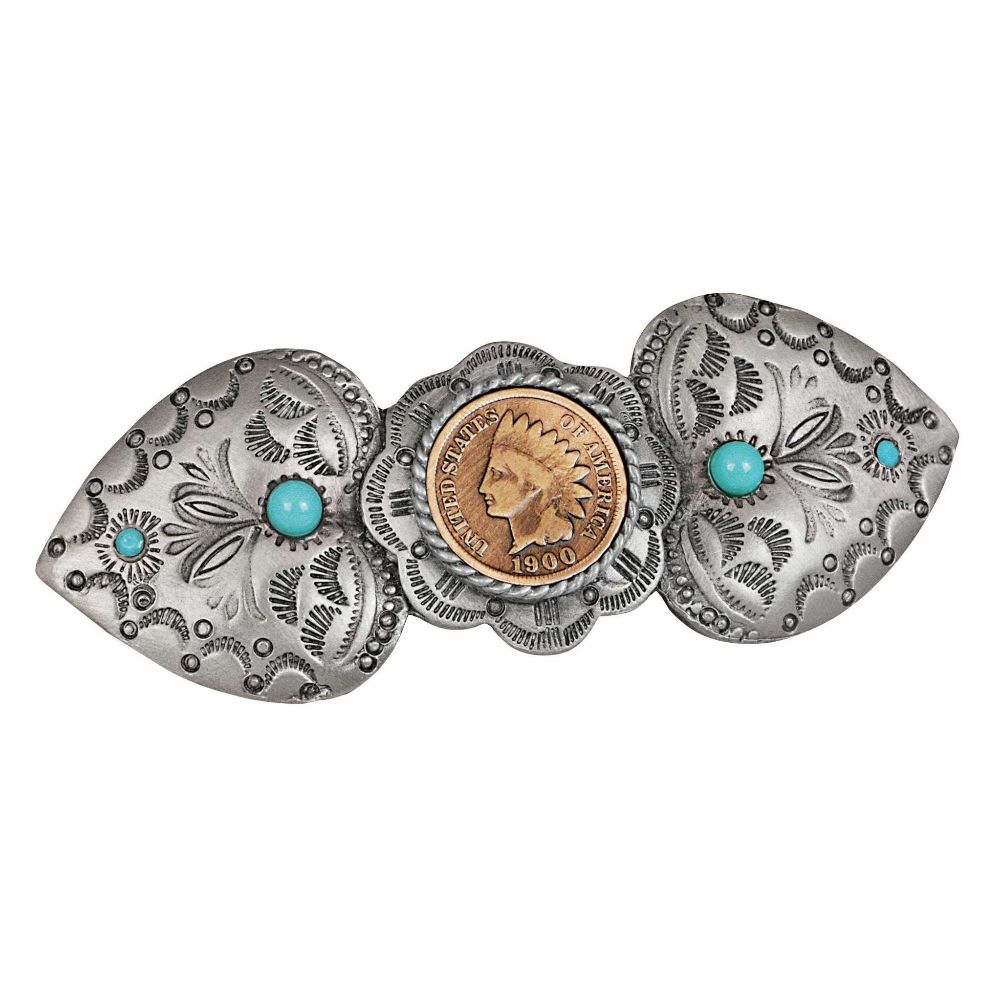 American Coin Treasures Indian Head Penny Coin Pewter Western Hair Barrette | Genuine United States One Cent Coin | Hair Accesso