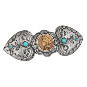 American Coin Treasures Indian Head Penny Coin Pewter Western Hair Barrette | Genuine United States One Cent Coin | Hair Accesso