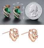 Leafael Wish Stone Stud Earrings with Emerald Green Birthstone Crystal, 18K Rose Gold Plated