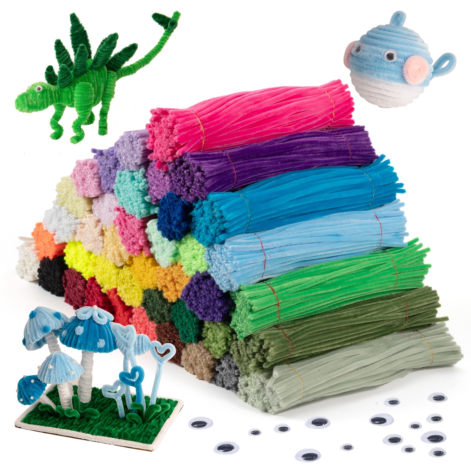 Caydo 4000 Pieces Pipe Cleaners 40 Assorted Colored Chenille Stems for Art and Crafts, Pipe Cleaner Crafts for DIY Art and Craft