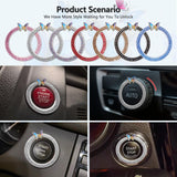 3Leavtrees Bling Ring Emblem Car Accessories - Rhinestone Crystal Ring For Car Buttons & Knobs, Push To Start Button, Key Igniti