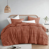 Comfort Spaces Clay Queen Comforter Set - 3 Piece Pintuck Pleated Bedding Set, All Season Lightweight, Extra Soft Pre-Washed Mic