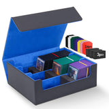 Zettokete MTG Deck Box with 2 Dividers, Large Capacity Commander Deck Box Fits 100+ Double-Sleeved Cards, PU Leather Card Case C