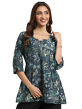 Libas Women'S Silk Blend Yoke Design A-Line Kurti (26738R_Grey