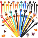 Yeaqee 120 Pieces Halloween Pens Pumpkin Skull Bat Rollerball Gel in Cute Cartoon 0.5 mm Bulk Pens for Student Stationery Office