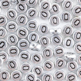 Yiizzxin 200Pcs Round Ancient Silver Letter O Beads,4x7mm Flat Vowel Letter-O Bead for Bracelets,Alphabet Beads for Jewelry Maki