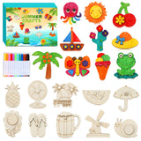 Worgree Summer Crafts for Kids, 36 Pcs DIY Wooden Magnets Art Craft Supplies Painting Kit for Boys Girls Ages 4-8 8-12 Birthday 