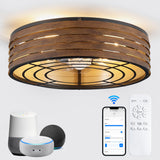 20'' Flush-Mount Smart Ceiling Fan with Dimmable-Light and Memory Remote APP/Alexa Control, Reversible-Motor, Perfect for Bedroo