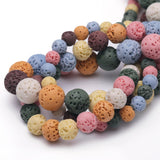 Chicager Natural Stone Beads for Jewelry Making,6mm Colorful Lava Polished Smooth Round Gemstone Beads for Bracelet Necklace 15 