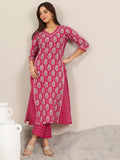 Libas Women'S Cotton Floral Kurta Set (400450_Pink_M)