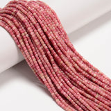 JM Design 2mm Natural Pink Petrified Rhodonite Faceted Cube Beads 15.5 Strand for Jewelry Making Craft
