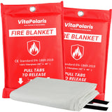 VitaPolaris Heavy-Duty Emergency Fire Blanket, 2 Pack - Fireproof Fiberglass Blanket for Kitchen, Home, Car, Grill, Fireplace, C