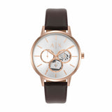 Armani Exchange Analog Silver Dial Men'S Watch-Ax2756 Genuine Leather, Brown Strap