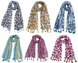 Fusfus WomenS Printed Chiffon Scarves And Stoles, Free Size(Multicolour, Fs2358) Pack Of 6 (Multicolor3)
