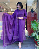 Gosriki Women'S Rayon Viscose Anarkali Printed Kurta With Pant & Dupatta (Hamlet Begani-Vks01-Gs_M_Begani_Medium),Begani,,B0DZ2WGND6