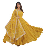 Wedani Georgette Embroidered Work Anarkali Kurta Set For Womens (In Alpha 2Xl Regular Yellow),YELLOW,2XL