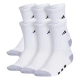 Adidas Athletic Cushioned Crew Socks (6Pair) For Kids, Boys And GirlsDurable, Breathable Fabric Ready For Sport, White/Grey/Bl