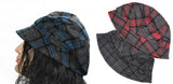 Clothera ( Pack Of 2 Cotton Checked Bucket/Flapper Cap For Women (Black & Red)