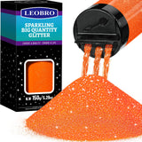 LEOBRO Orange Glitter, 150g/5.29oz Extra Fine Fluorescent Glitter Powder for Resin Arts, Crafts, Party & Halloween Decor