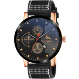 Iik Collection Men'S Hunt Series Watch|Analogue Display, Date & Time|Long Battery Life, Durable Dial|Leather Strap, Black & Whit