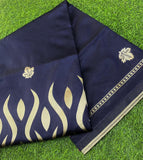 Flosive Womens Kanjivaram Silk Saree With Handloom Weaving Work With Blouse (Blue)