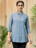 Libas Women'S Cotton Blend Solid Straight Kurtis (58186_Grey Grey Xl