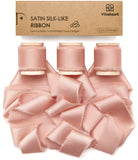 Vitalizart Pink Silk Satin Ribbon 1 Inch x 15 Yard Wooden Spool Handmade Frayed Ribbon for Gift Wrapping Baby Shower Wedding Bri