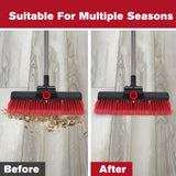 16.5 Outdoor Broom for Floor Cleaning Heavy Duty Push Broom with 53 Long Handle,Outdoor Broom for Deck,Driveway,Garage,Yard,
