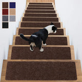 ANTDLE Stair Treads Non-Slip 16 Pack 8x30 - Carpet Stair Runner for Indoor Wooden Steps with TPE Backing & Anti-Skid Surface, Re