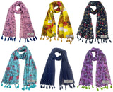 Fusfus WomenS Printed Chiffon Scarves And Stoles, Free Size(Multicolour, Fs1131) Pack Of 6 (Multicolor3)