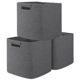 OIAHOMY Storage Cubes 11 Inch Storage Bins-3 Pack, Cotton Rope Woven Baskets for Organizing, Square Baskets for Shelves Organize